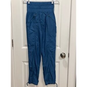 Free Movement Blue Jogger Pants Smocked Waist Zip Pockets Drawstring Ankle XS